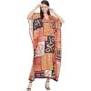 imageOussum Women Polyester Casual Kaftan Long Plus Size Summer Beach Caftan Cover Ups Maxi Dresse for LadiesBrown