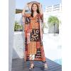 imageOussum Women Polyester Casual Kaftan Long Plus Size Summer Beach Caftan Cover Ups Maxi Dresse for LadiesBrown
