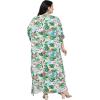 imageOussum Women Polyester Casual Kaftan Long Plus Size Summer Beach Caftan Cover Ups Maxi Dresse for LadiesGreen White Flower