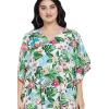 imageOussum Women Polyester Casual Kaftan Long Plus Size Summer Beach Caftan Cover Ups Maxi Dresse for LadiesGreen White Flower