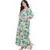 imageOussum Women Polyester Casual Kaftan Long Plus Size Summer Beach Caftan Cover Ups Maxi Dresse for LadiesGreen White Flower