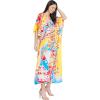 imageOussum Women Polyester Casual Kaftan Long Plus Size Summer Beach Caftan Cover Ups Maxi Dresse for LadiesMulticolor Geometric Caftan