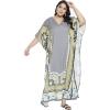 imageOussum Women Polyester Casual Kaftan Long Plus Size Summer Beach Caftan Cover Ups Maxi Dresse for LadiesMulticolor Gray