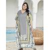 imageOussum Women Polyester Casual Kaftan Long Plus Size Summer Beach Caftan Cover Ups Maxi Dresse for LadiesMulticolor Gray