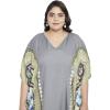 imageOussum Women Polyester Casual Kaftan Long Plus Size Summer Beach Caftan Cover Ups Maxi Dresse for LadiesMulticolor Gray