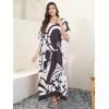 imageOussum Women Polyester Casual Kaftan Long Plus Size Summer Beach Caftan Cover Ups Maxi Dresse for LadiesMulticolor Lady Print Caftan