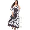 imageOussum Women Polyester Casual Kaftan Long Plus Size Summer Beach Caftan Cover Ups Maxi Dresse for LadiesMulticolor Lady Print Caftan
