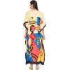 imageOussum Women Polyester Casual Kaftan Long Plus Size Summer Beach Caftan Cover Ups Maxi Dresse for LadiesMulticolor Lady Printed Caftan