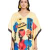 imageOussum Women Polyester Casual Kaftan Long Plus Size Summer Beach Caftan Cover Ups Maxi Dresse for LadiesMulticolor Lady Printed Caftan