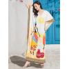imageOussum Women Polyester Casual Kaftan Long Plus Size Summer Beach Caftan Cover Ups Maxi Dresse for LadiesMulticolor Tribal Printed Caftan