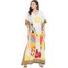 imageOussum Women Polyester Casual Kaftan Long Plus Size Summer Beach Caftan Cover Ups Maxi Dresse for LadiesMulticolor Tribal Printed Caftan