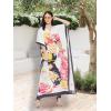 imageOussum Women Polyester Casual Kaftan Long Plus Size Summer Beach Caftan Cover Ups Maxi Dresse for LadiesMulticolor Trible Print Caftan