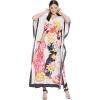 imageOussum Women Polyester Casual Kaftan Long Plus Size Summer Beach Caftan Cover Ups Maxi Dresse for LadiesMulticolor Trible Print Caftan