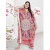 imageOussum Women Polyester Casual Kaftan Long Plus Size Summer Beach Caftan Cover Ups Maxi Dresse for LadiesOrange Paisley Print Kaftans