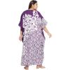 imageOussum Women Polyester Casual Kaftan Long Plus Size Summer Beach Caftan Cover Ups Maxi Dresse for LadiesPurple Floral Pattern