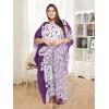 imageOussum Women Polyester Casual Kaftan Long Plus Size Summer Beach Caftan Cover Ups Maxi Dresse for LadiesPurple Floral Pattern