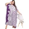imageOussum Women Polyester Casual Kaftan Long Plus Size Summer Beach Caftan Cover Ups Maxi Dresse for LadiesPurple Floral Pattern