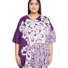 imageOussum Women Polyester Casual Kaftan Long Plus Size Summer Beach Caftan Cover Ups Maxi Dresse for LadiesPurple Floral Pattern