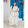 imageOussum Women Polyester Casual Kaftan Long Plus Size Summer Beach Caftan Cover Ups Maxi Dresse for LadiesWhite Floral Pattern