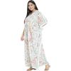 imageOussum Women Polyester Casual Kaftan Long Plus Size Summer Beach Caftan Cover Ups Maxi Dresse for LadiesWhite Floral Pattern