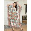 imageOussum Women Polyester Casual Kaftan Long Plus Size Summer Beach Caftan Cover Ups Maxi Dresse for LadiesWhite Pattern Paisley