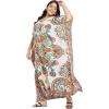 imageOussum Women Polyester Casual Kaftan Long Plus Size Summer Beach Caftan Cover Ups Maxi Dresse for LadiesWhite Pattern Paisley