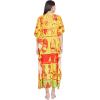 imageOussum Women Polyester Casual Kaftan Long Plus Size Summer Beach Caftan Cover Ups Maxi Dresse for LadiesYellow Tribal Printed Kaftan