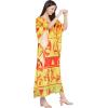 imageOussum Women Polyester Casual Kaftan Long Plus Size Summer Beach Caftan Cover Ups Maxi Dresse for LadiesYellow Tribal Printed Kaftan