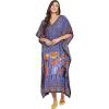 imageOussum Women Plus Size Kaftans Kimono Polyester Dresses Loose Caftan Dress Ladies Evening Casual Long MaxiBlue Plus Size Maxi Kaftan