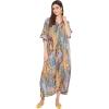 imageOussum Women Plus Size Kaftans Kimono Polyester Dresses Loose Caftan Dress Ladies Evening Casual Long MaxiMulticolor Abstract