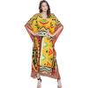 imageOussum Women Plus Size Kaftans Kimono Polyester Dresses Loose Caftan Dress Ladies Evening Casual Long MaxiMulticolor Geometric Printed Kaftan