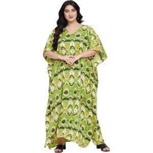 imageOussum Women Casual Kaftan Plus Size Long Dubai Caftan Beach Polyester Maxi House Dress for LadiesGreen Paisley Kaftan
