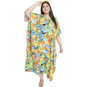 imageOussum Women Casual Kaftan Plus Size Long Dubai Caftan Beach Polyester Maxi House Dress for LadiesMulticolor Fish