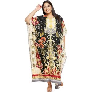 imageOussum Women Casual Kaftan Plus Size Long Dubai Caftan Beach Polyester Maxi House Dress for LadiesMulticolor Kaftan