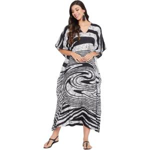 imageOussum Women Plus Size Kaftans Kimono Polyester Dresses Loose Caftan Dress Ladies Evening Casual Long MaxiBlack One Size Maxi Caftan