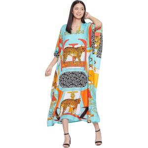 imageOussum Women Plus Size Kaftans Kimono Polyester Dresses Loose Caftan Dress Ladies Evening Casual Long MaxiMulticolor Leopard Maxi Kaftan