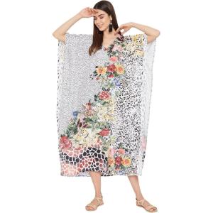imageOussum Women Plus Size Kaftans Kimono Polyester Dresses Loose Caftan Dress Ladies Evening Casual Long MaxiMulticolor Maxi Plus Size Kaftan