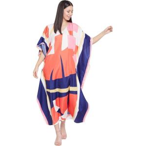 imageOussum Women Plus Size Kaftans Kimono Polyester Dresses Loose Caftan Dress Ladies Evening Casual Long MaxiMulticolor One Size Caftan