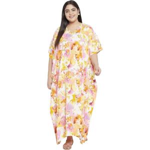 imageOussum Women Plus Size Kaftans Kimono Polyester Dresses Loose Caftan Dress Ladies Evening Casual Long MaxiMulticolor Plus Size Long Kaftan