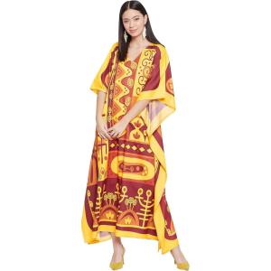 imageOussum Women Plus Size Kaftans Kimono Polyester Dresses Loose Caftan Dress Ladies Evening Casual Long MaxiYellow