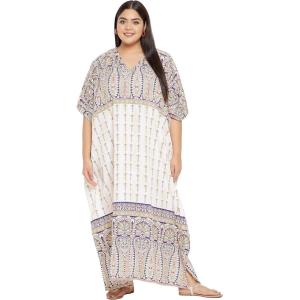 imageOussum Women Polyester Casual Kaftan Long Plus Size Summer Beach Caftan Cover Ups Maxi Dresse for LadiesBeige Paisley Print Caftans