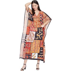 imageOussum Women Polyester Casual Kaftan Long Plus Size Summer Beach Caftan Cover Ups Maxi Dresse for LadiesBrown