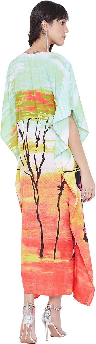 imageOussum Long Caftan for Women Plus Size Beach Cover Up Casual Kaftan Maxi Gown Dress Loungewear House Dresses for SummerMulticolor One Size Kaftan