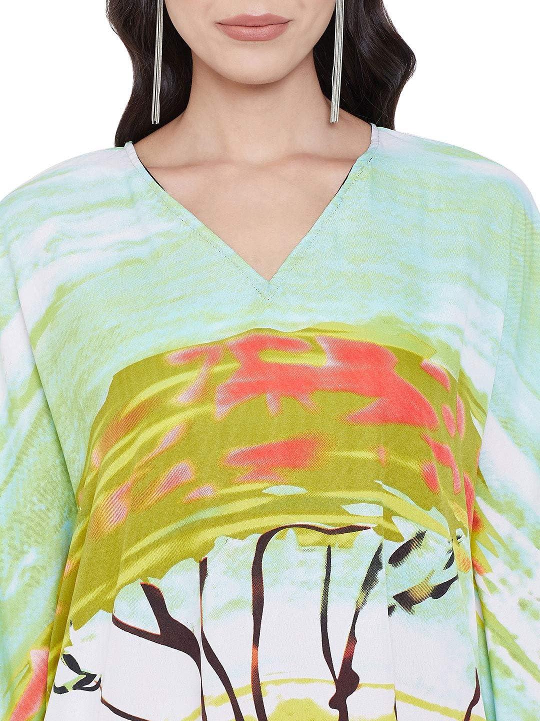 imageOussum Long Caftan for Women Plus Size Beach Cover Up Casual Kaftan Maxi Gown Dress Loungewear House Dresses for SummerMulticolor One Size Kaftan