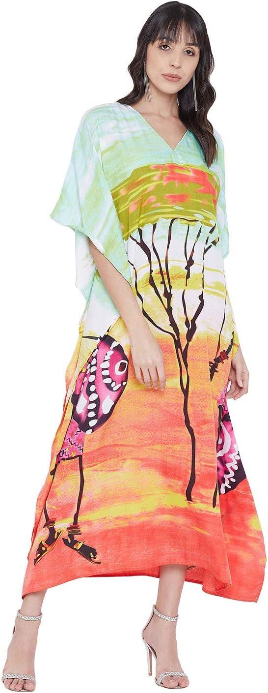 imageOussum Long Caftan for Women Plus Size Beach Cover Up Casual Kaftan Maxi Gown Dress Loungewear House Dresses for SummerMulticolor One Size Kaftan