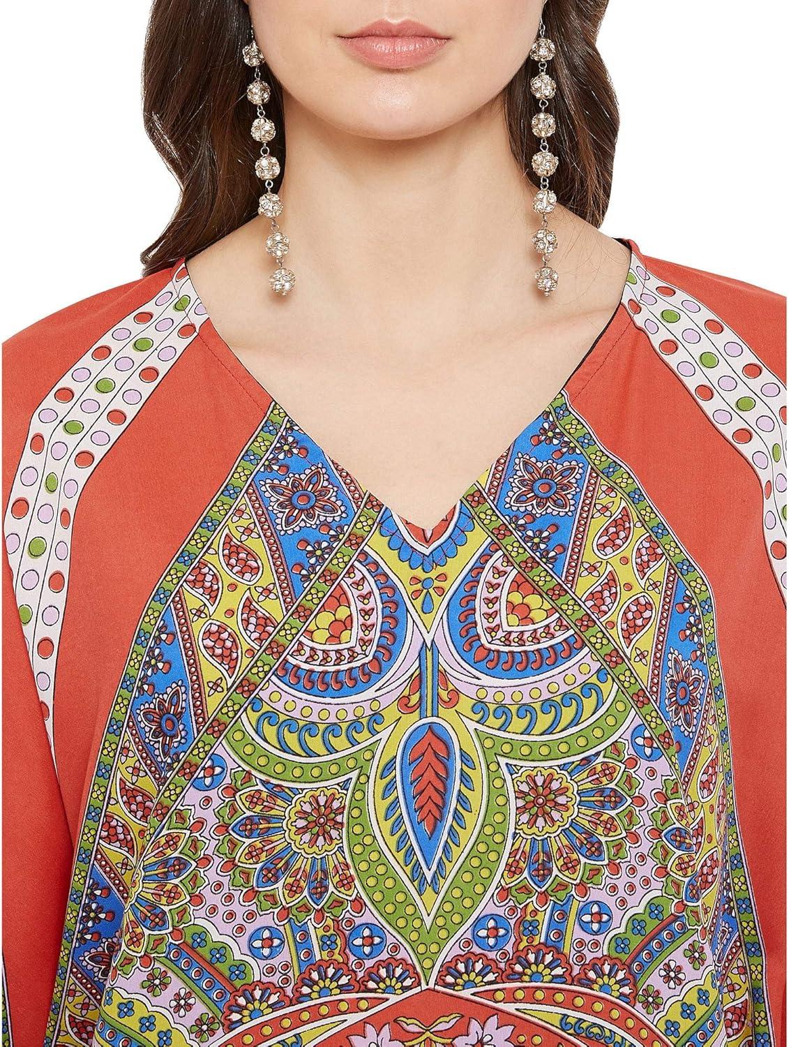 imageOussum Long Caftan for Women Plus Size Beach Cover Up Casual Kaftan Maxi Gown Dress Loungewear House Dresses for SummerMulticolor One Size Maxi Caftan