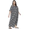 imageOussum Long Caftan for Women Plus Size Beach Cover Up Casual Kaftan Maxi Gown Dress Loungewear House Dresses for SummerBlack Geometric Caftans
