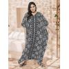 imageOussum Long Caftan for Women Plus Size Beach Cover Up Casual Kaftan Maxi Gown Dress Loungewear House Dresses for SummerBlack Geometric Caftans