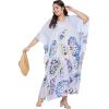 imageOussum Long Caftan for Women Plus Size Beach Cover Up Casual Kaftan Maxi Gown Dress Loungewear House Dresses for SummerBlue