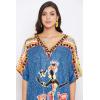 imageOussum Long Caftan for Women Plus Size Beach Cover Up Casual Kaftan Maxi Gown Dress Loungewear House Dresses for SummerBlue Lady Tribal